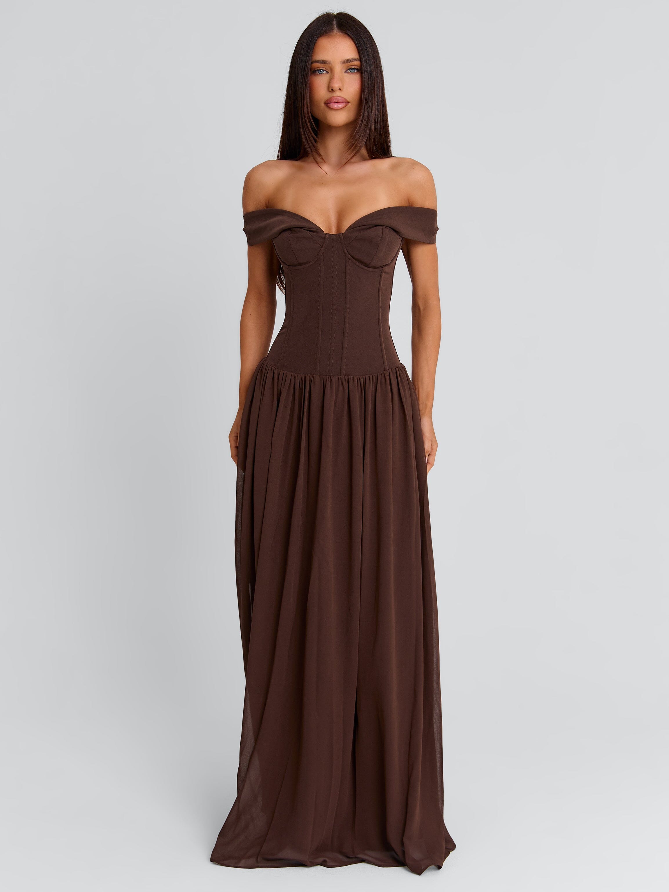 JUNIPIA MAXI DRESS CHOCOLATE