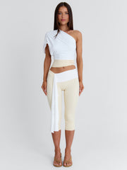 LINDAY CAPRI PANTS WHITE AND CREAM