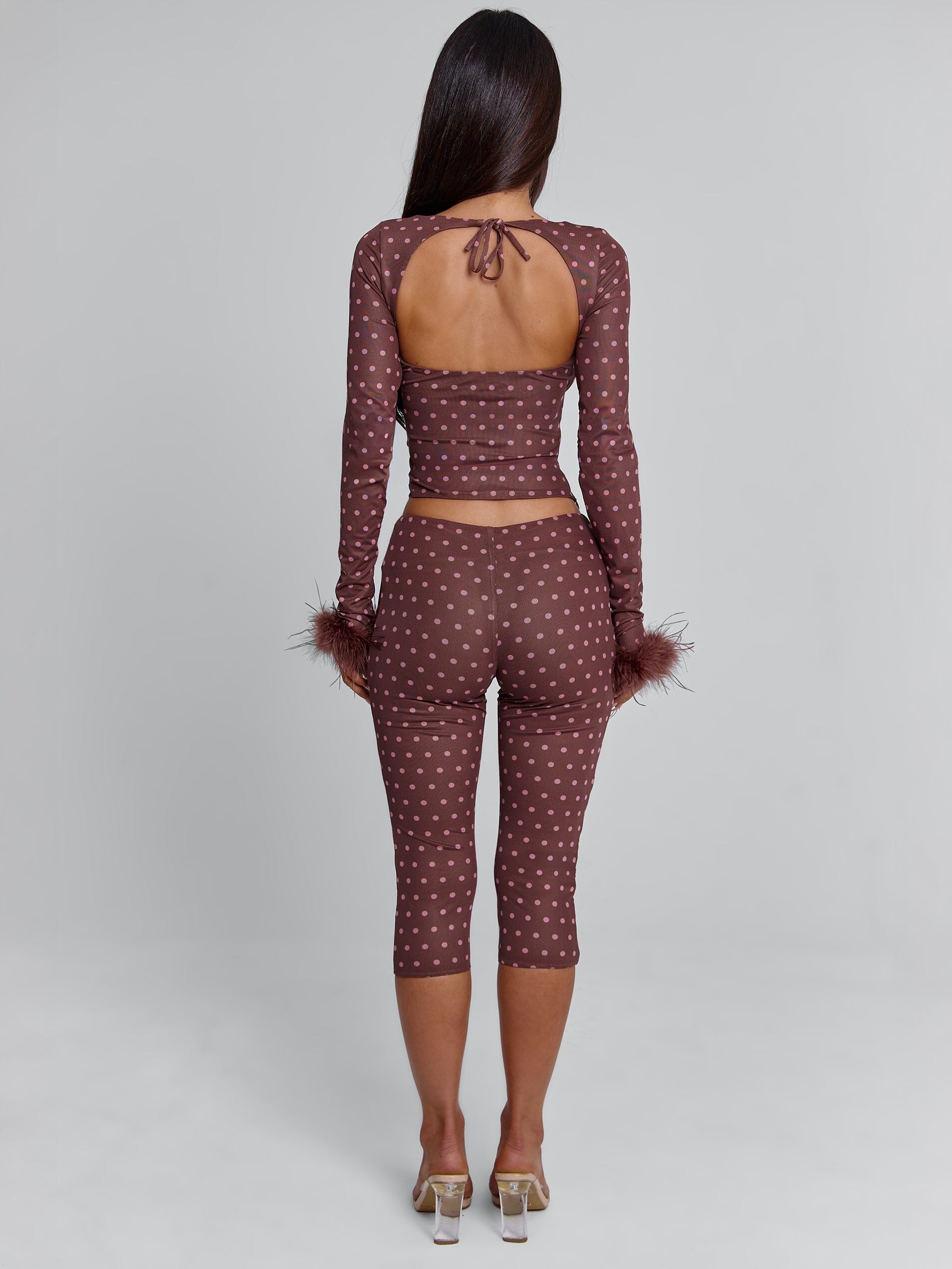 MAHRIA PANT BROWN POLKA DOT