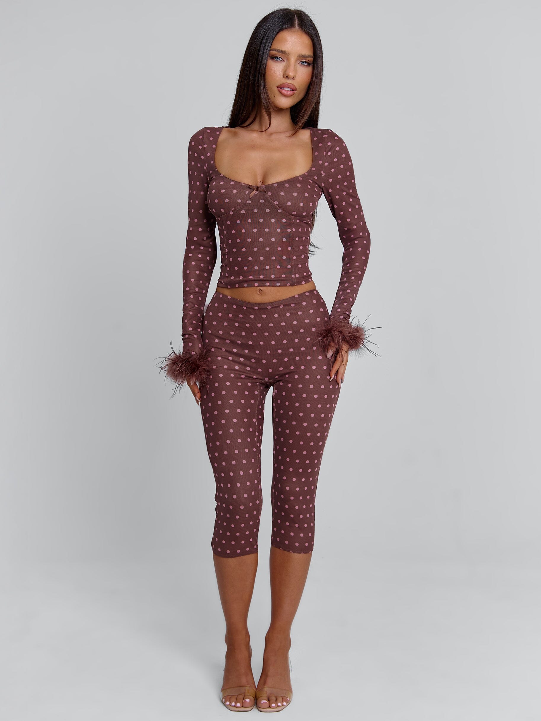 MAHRIA PANT BROWN POLKA DOT