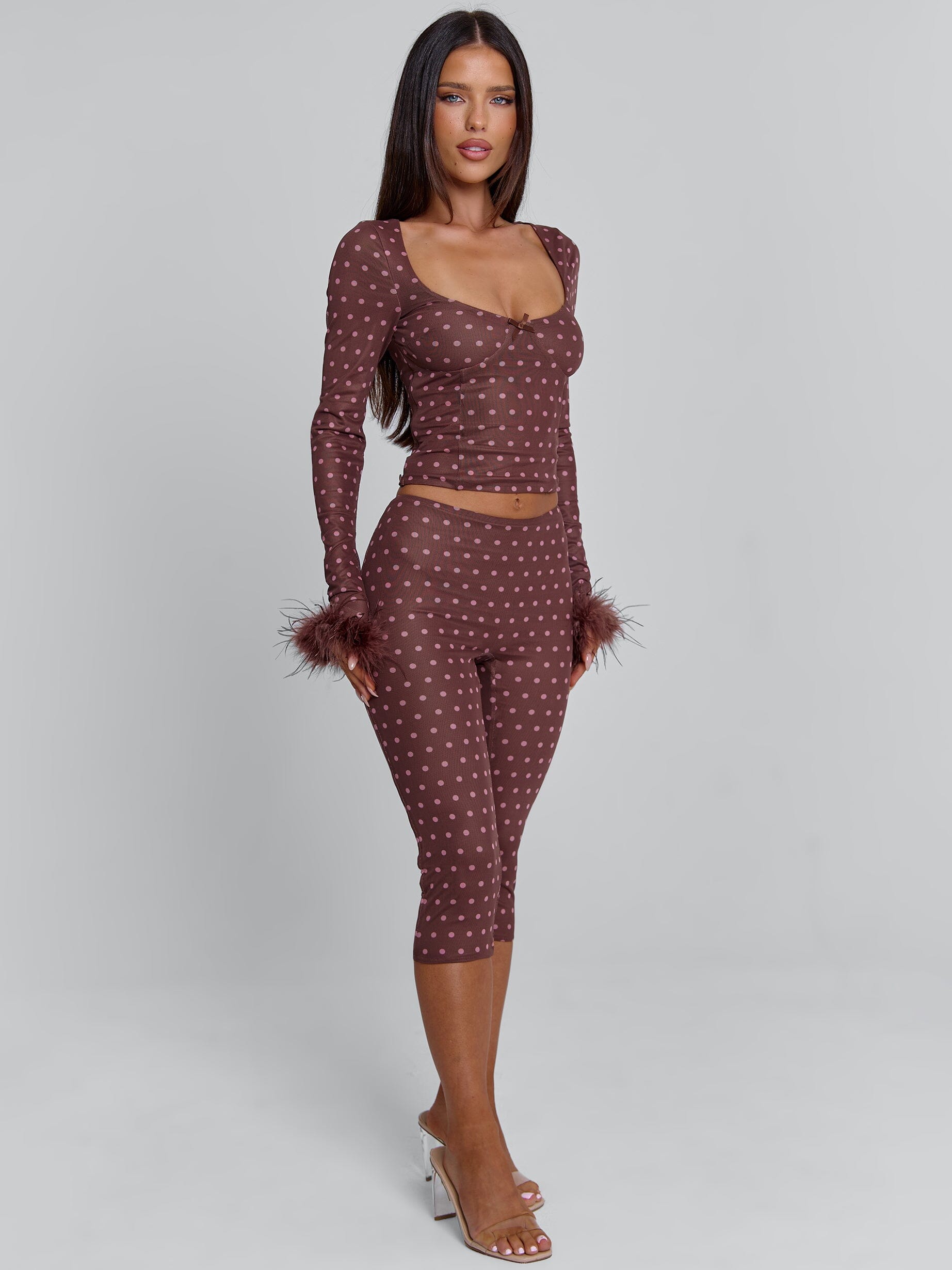 MAHRIA TOP BROWN POLKA DOT