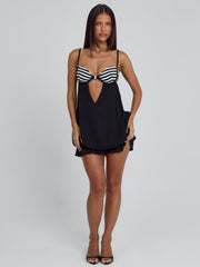 MAKOA MINI DRESS BLACK STRIPE