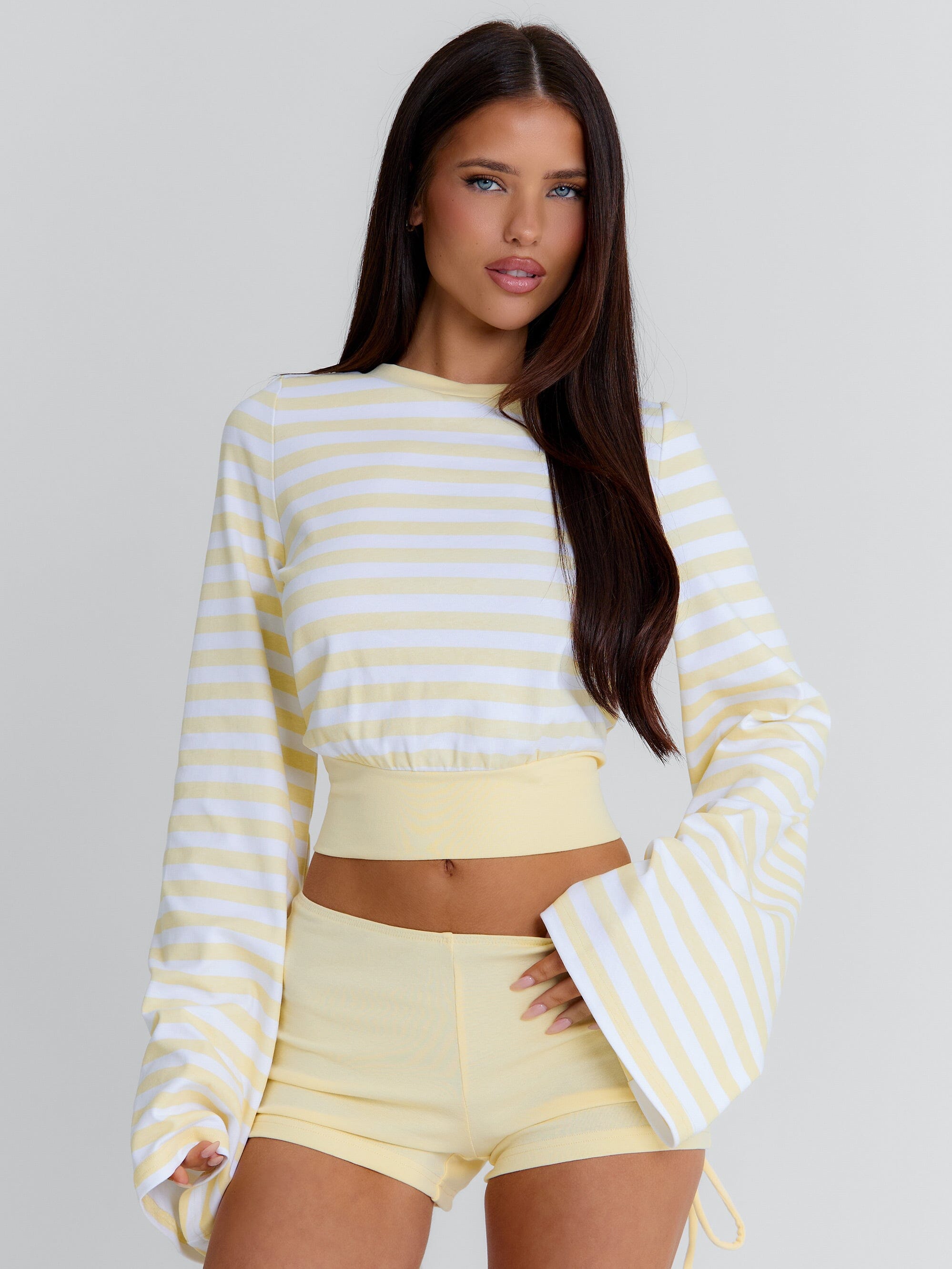 MARTAE CROP TOP YELLOW STRIPE