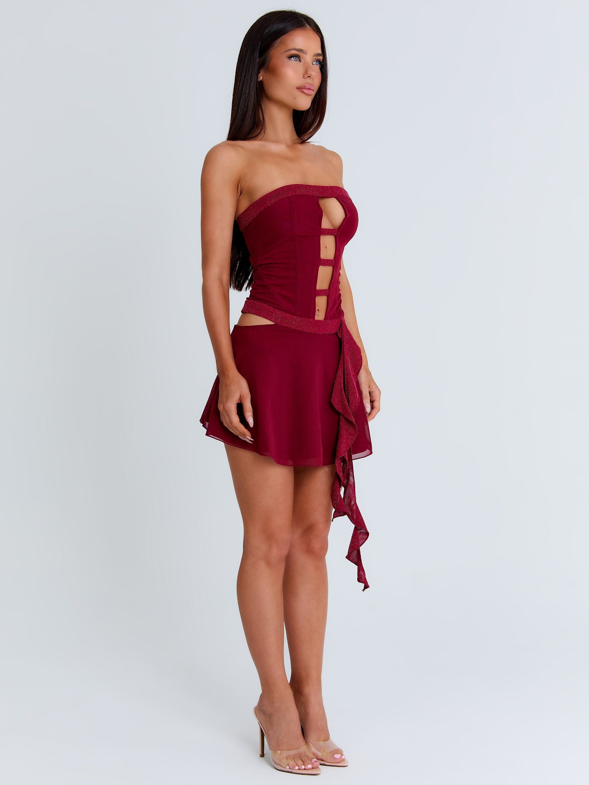 NINA MINI DRESS BURGUNDY