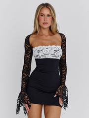 OMERA MINI DRESS BLACK WHITE