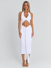 OMERY MIDI DRESS WHITE