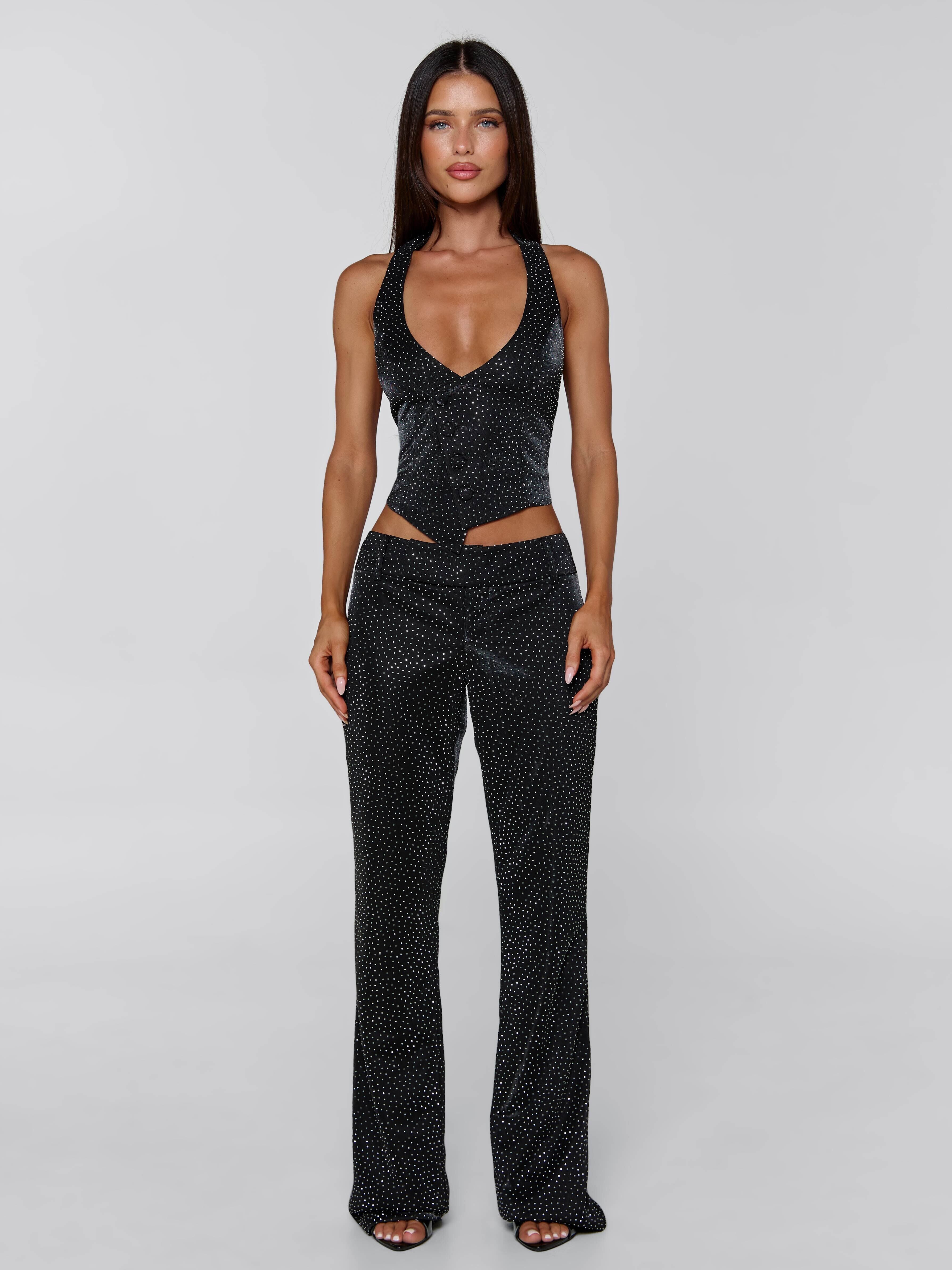 MARIAIS WAISTCOAT BLACK SPARKLE