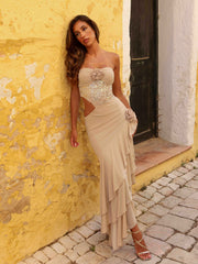 PAISLEY MAXI DRESS BEIGE