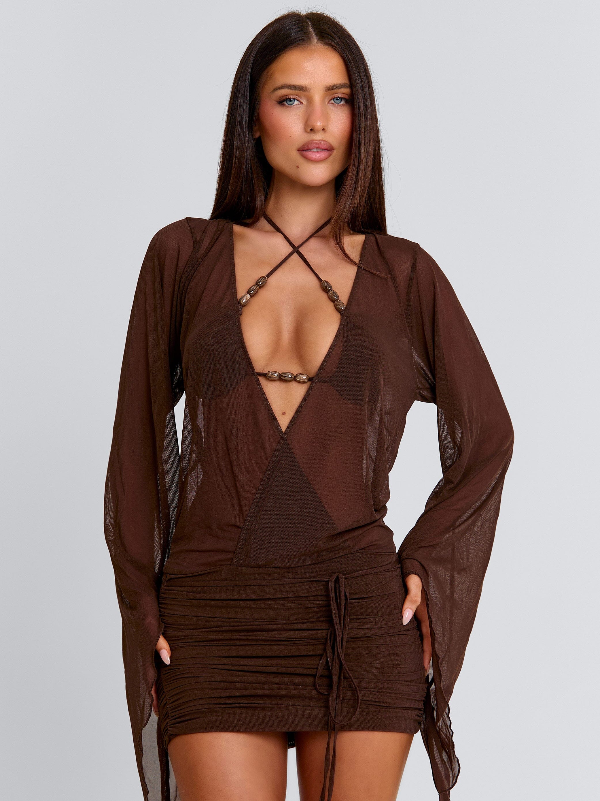 ROBERTA MINI DRESS CHOCOLATE