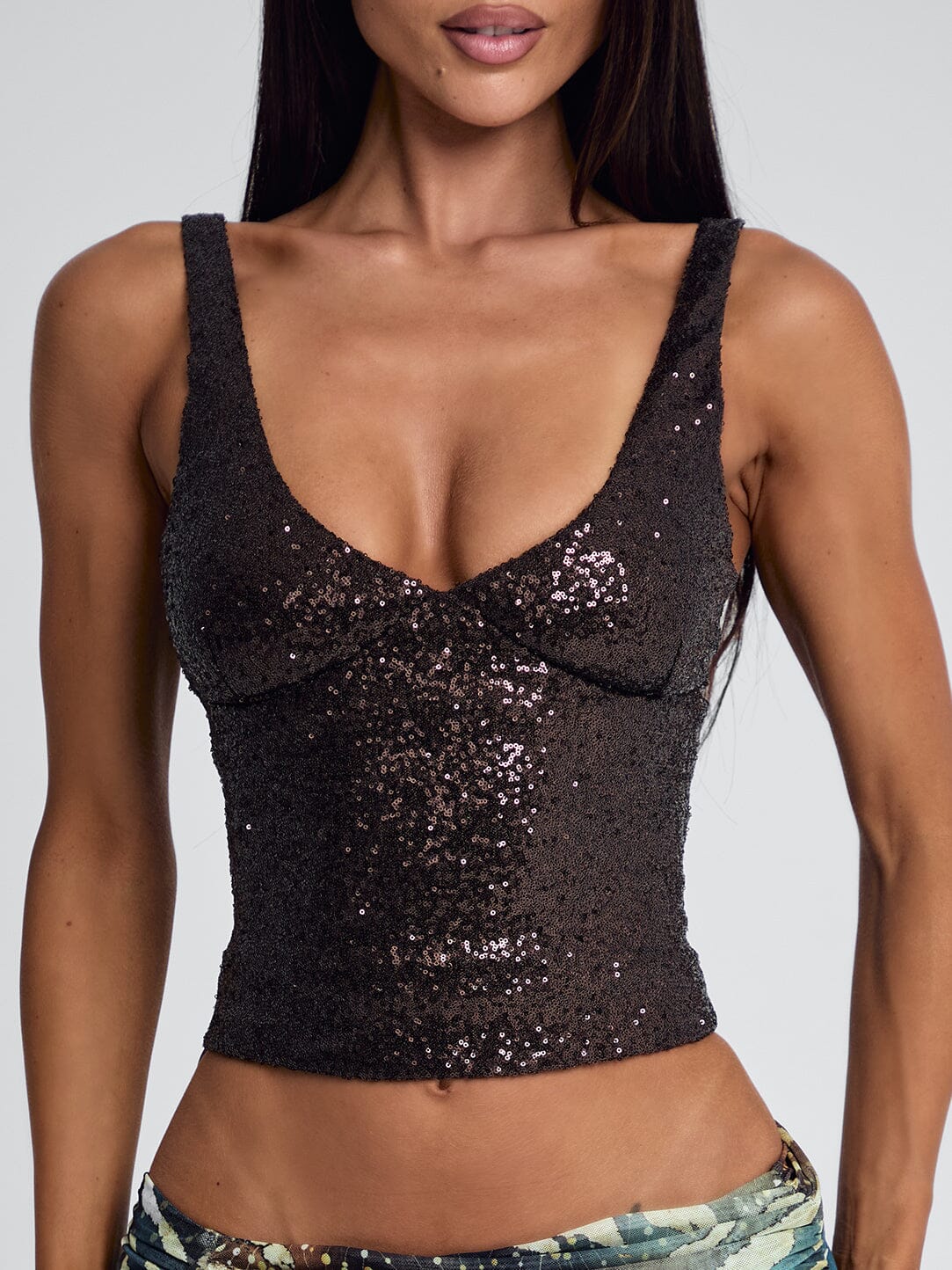 ROEI CORSET TOP DARK BROWN