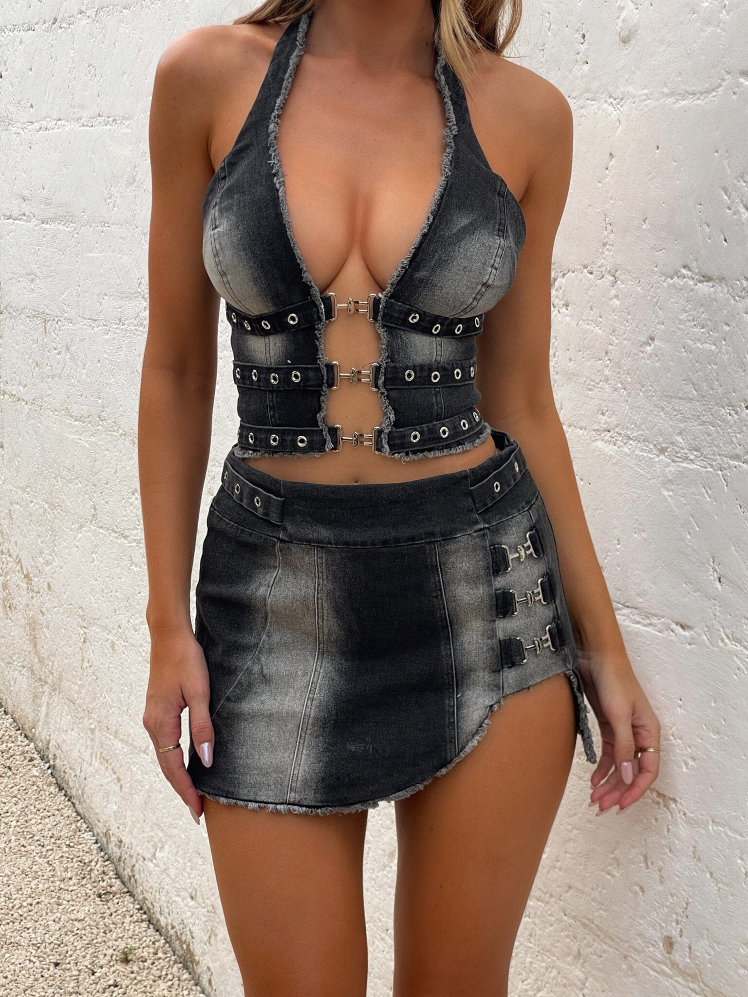 SAMANTHA MINI SKIRT DARK WASH DENIM