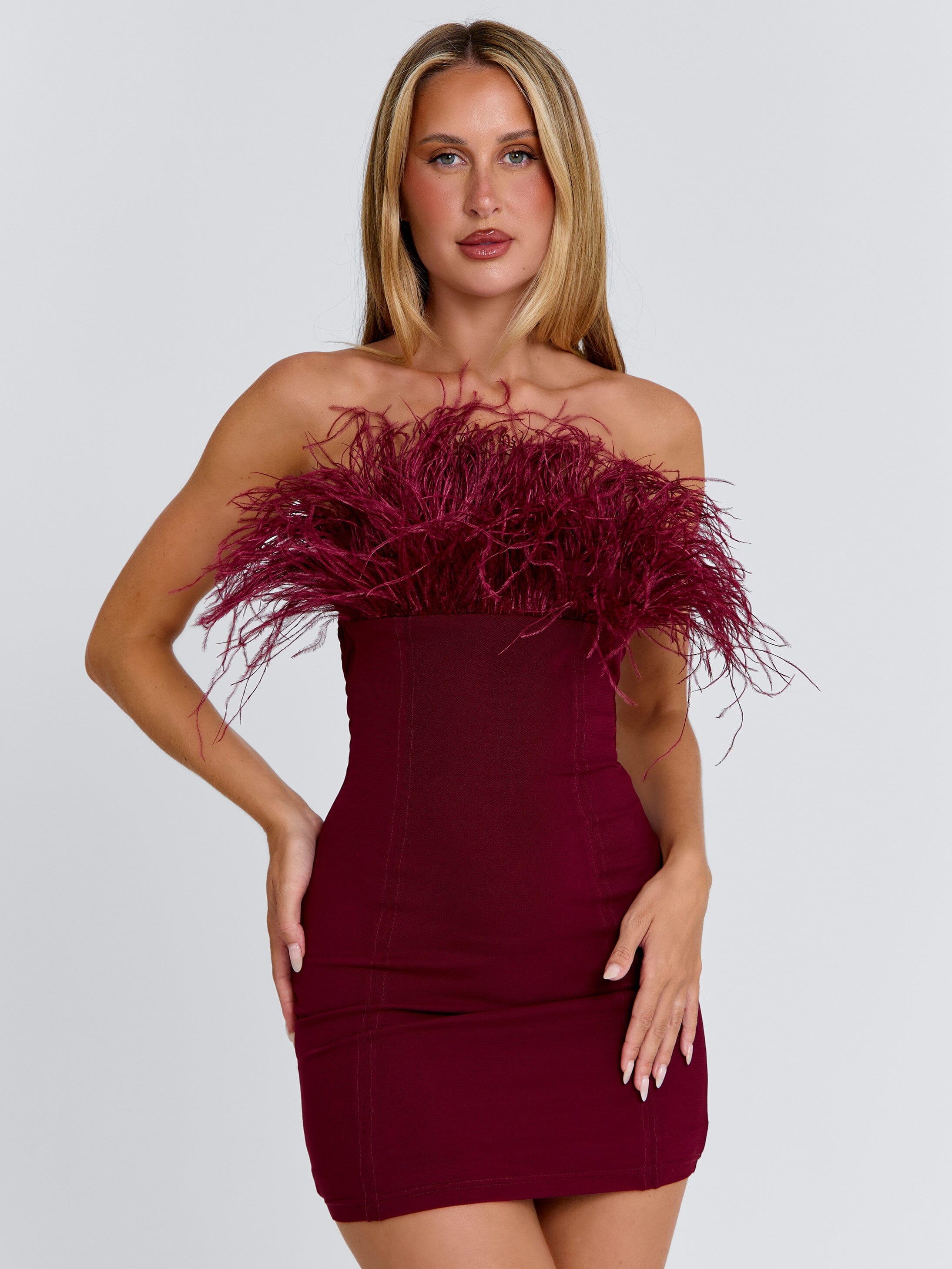 SHONA MINI DRESS BURGUNDY