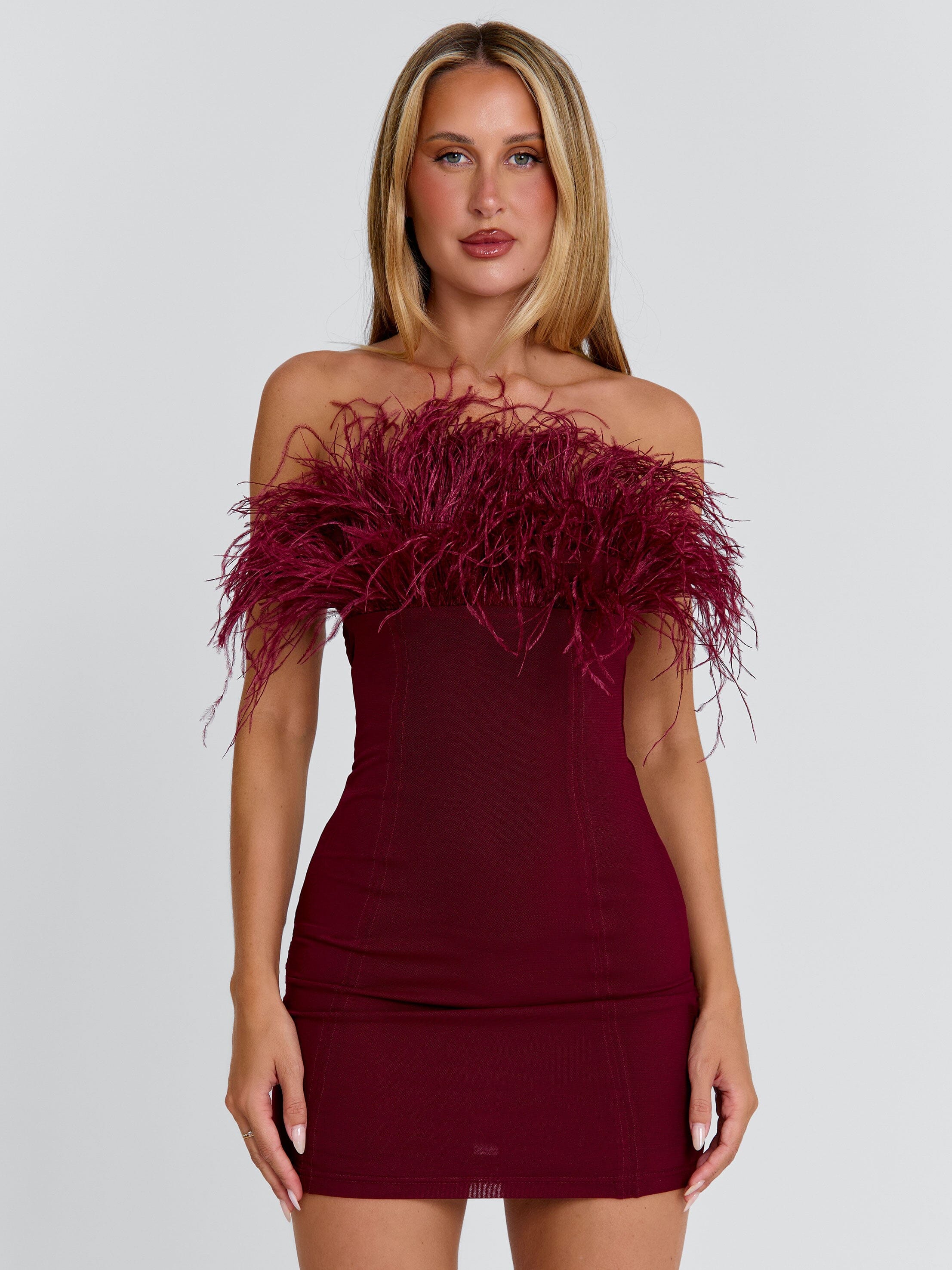 SHONA MINI DRESS BURGUNDY