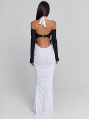 TAHITI MAXI DRESS WHITE/BLACK
