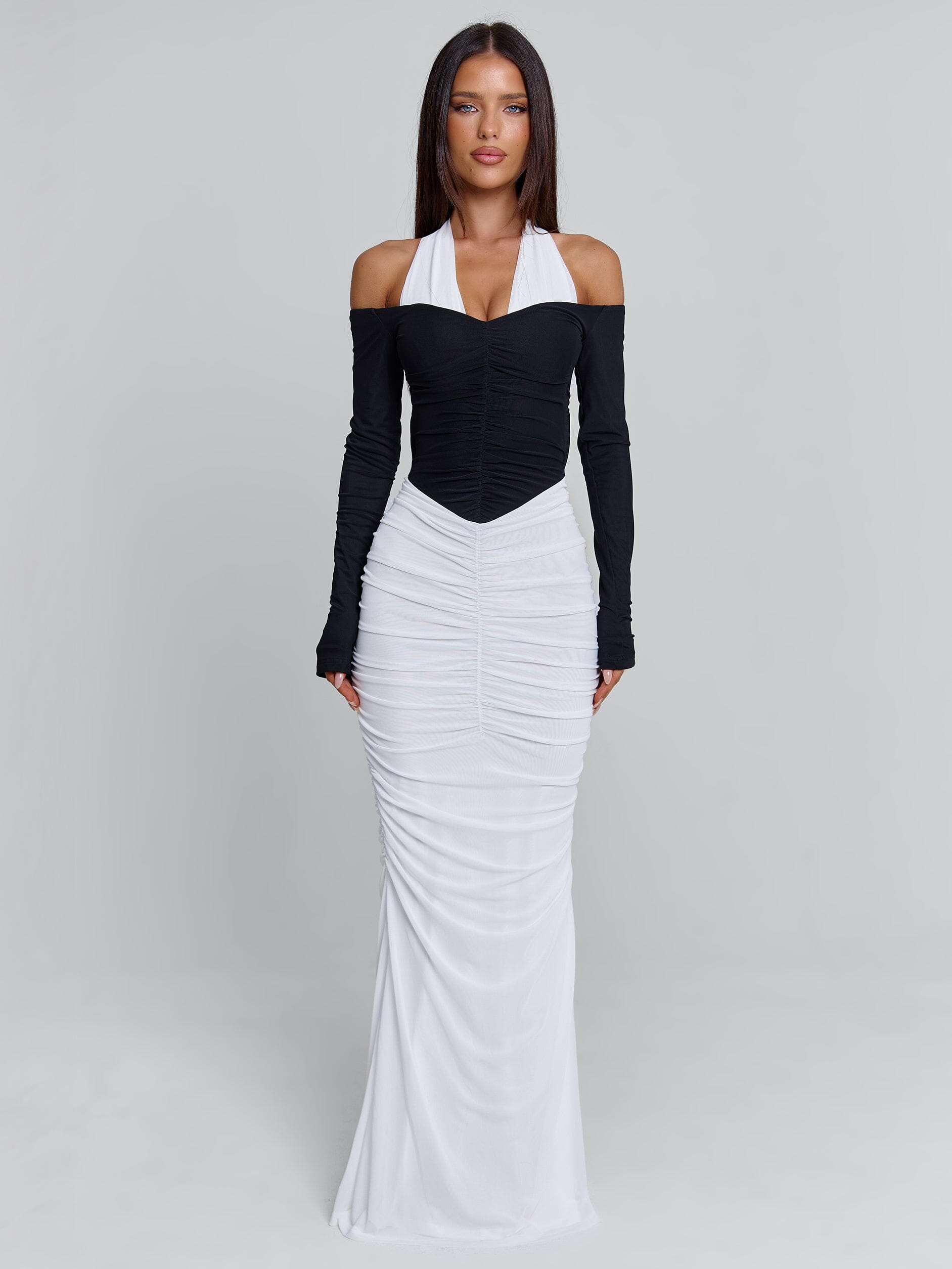 TAHITI MAXI DRESS WHITE/BLACK