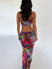 VENUS BANDEAU CROP TOP AZALEA