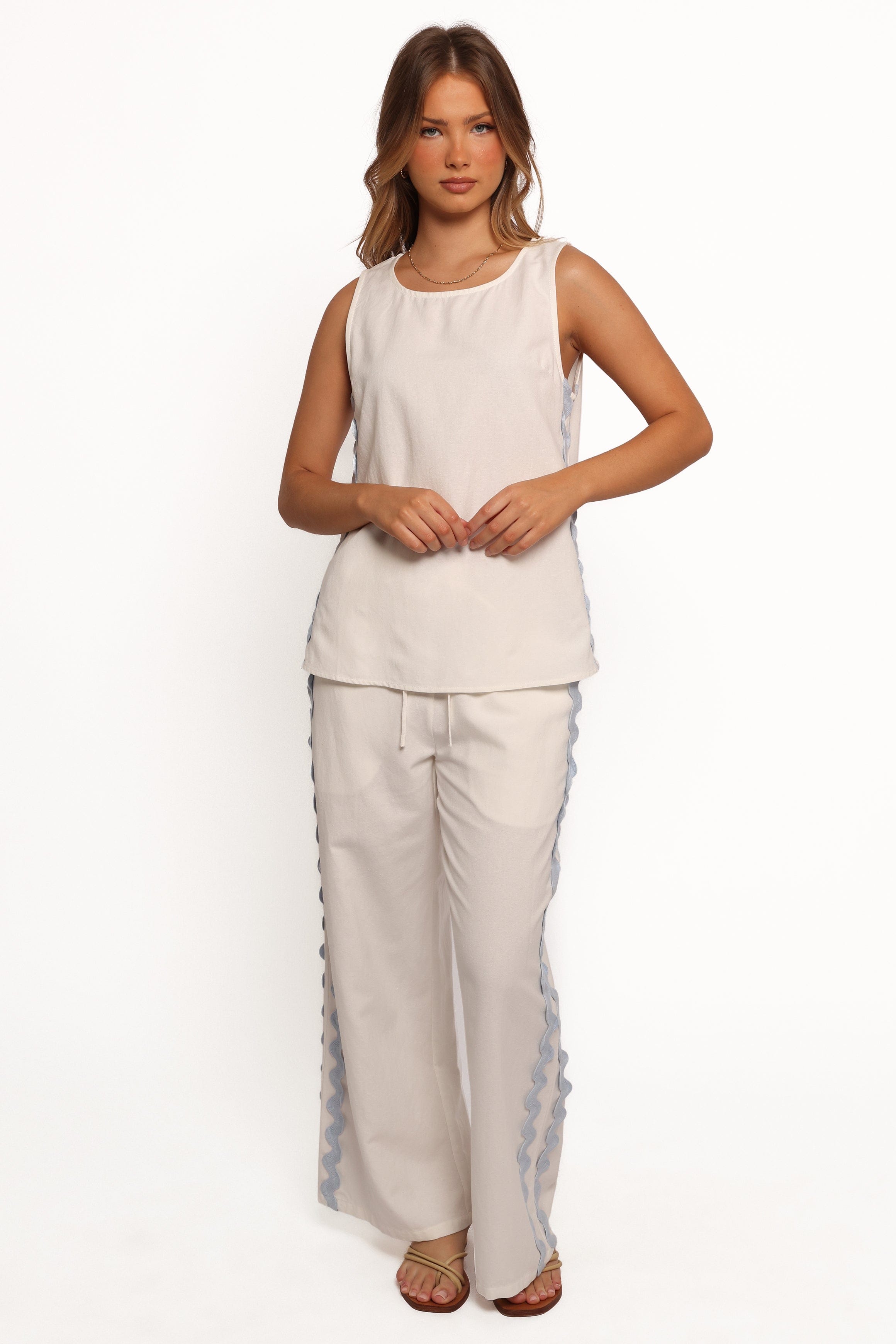 Jasinta Pants - Cream Blue