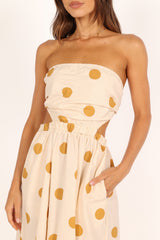 Angelique Dress - Beige Spot