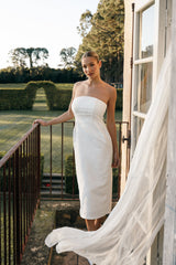 Avah Strapless Midi Dress - White