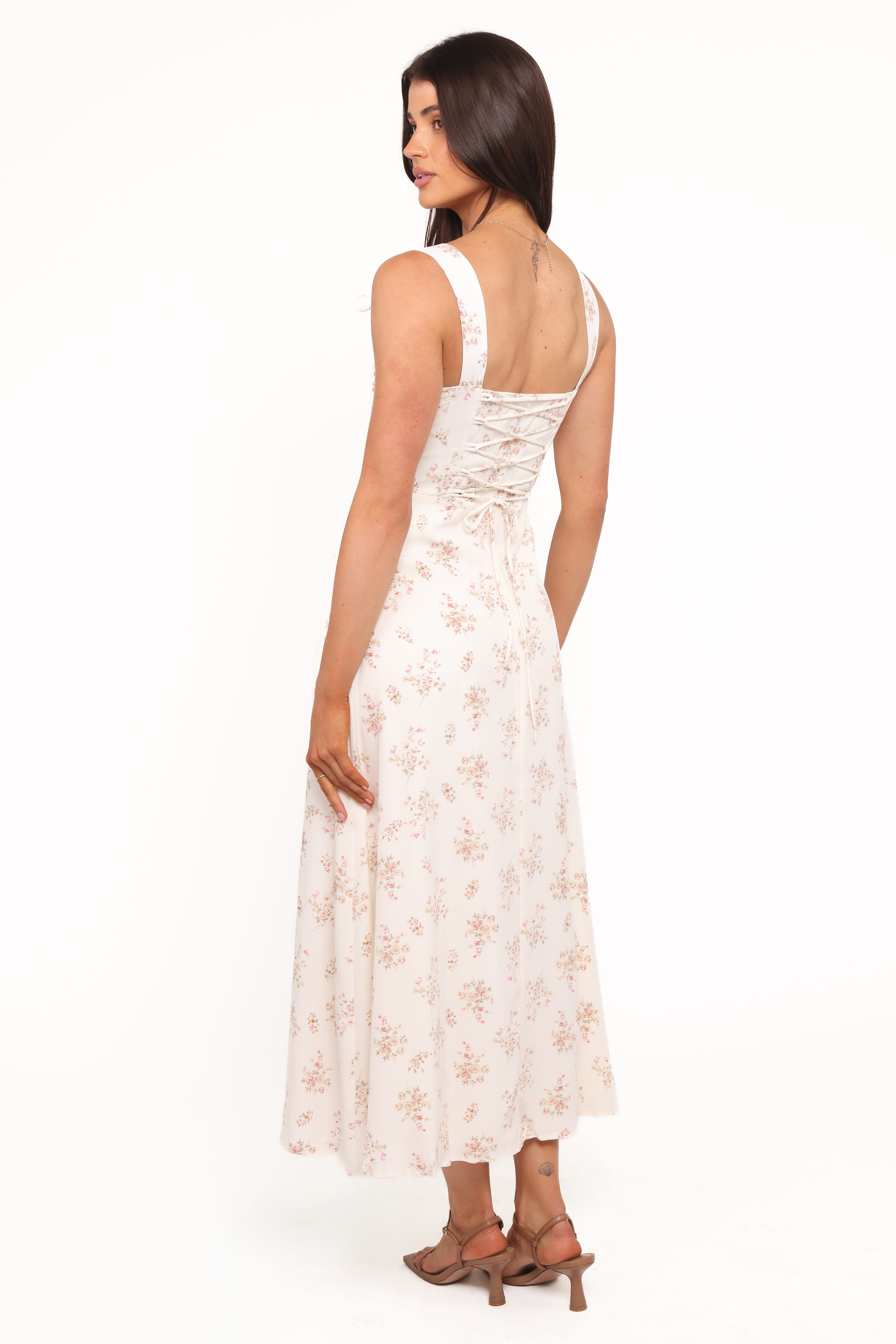 Clarissa Midi Dress - White Floral