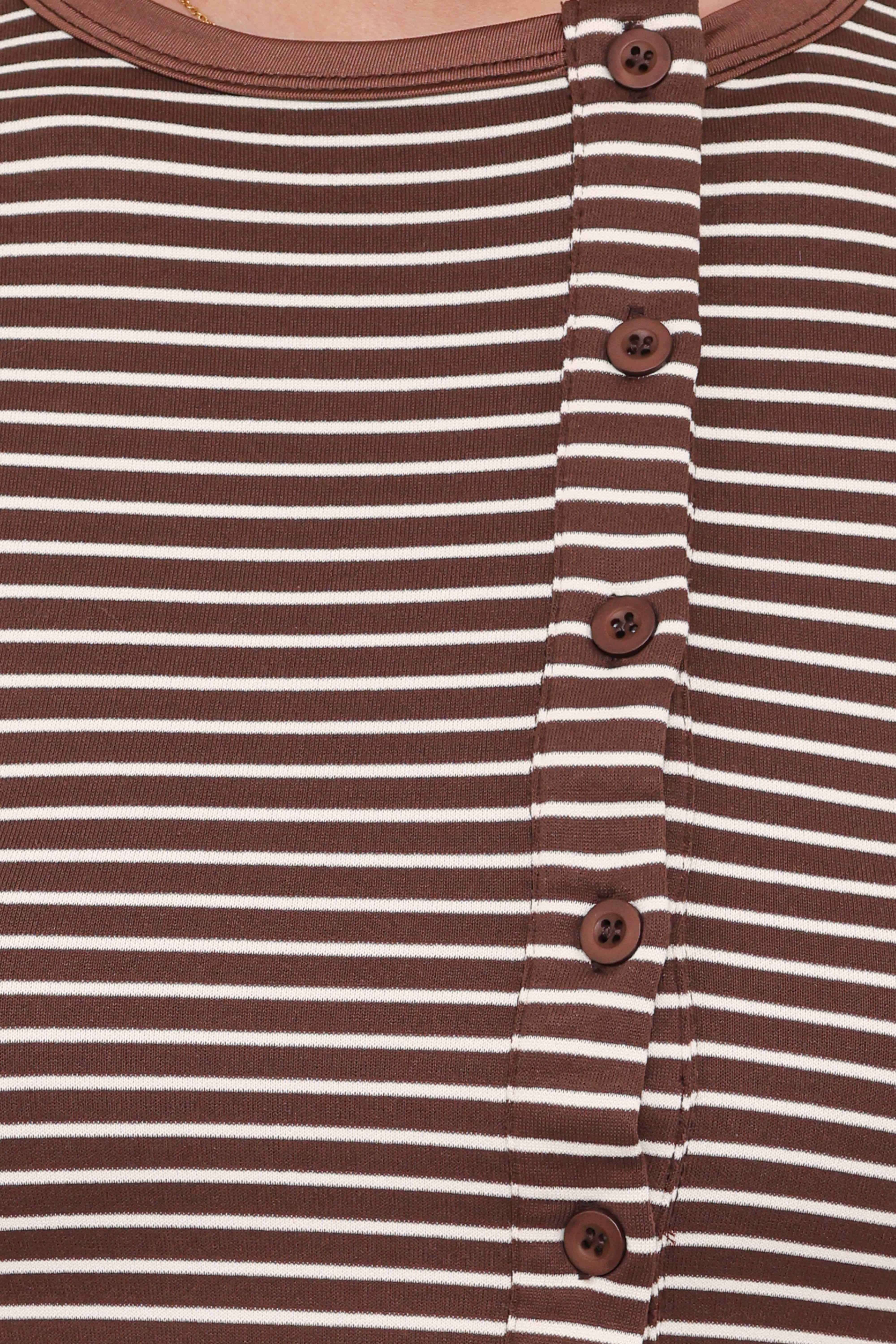 Adeline Two Piece Set - Brown/Cream Stripe